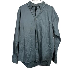 Eddie Bauer 100% Cotton Blue Mid Weight Long Sleeve Button Up Overshirt